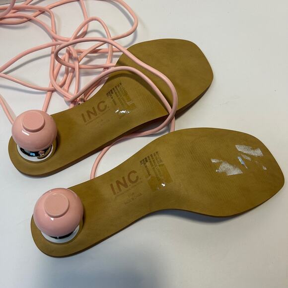 INC Chedel Pink Lace Up Wrapping Ankle Tie Dress Sandals 6.5M - Picture 7 of 10